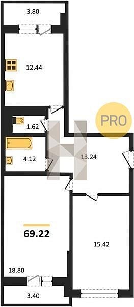 Продается 2-комн. квартира, 69.22 м², ЖК Левада, 