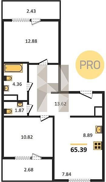 Продается 2-комн. квартира, 65.39 м², ЖК Патрики, 