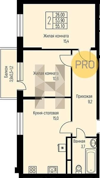 Продается 2-комн. квартира, 55.1 м², ЖК Nova Vita, 