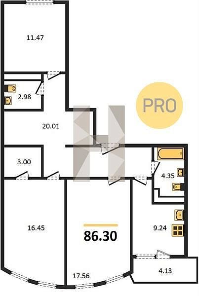 Продается 3-комн. квартира, 86.3 м², ЖК Режиссёр, 