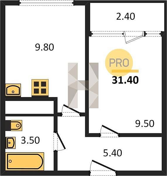 Продается 1-комн. квартира, 31.4 м², ЖК Европейский, 