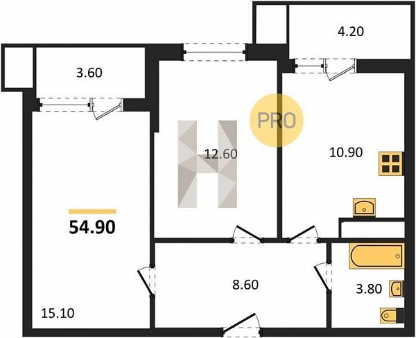 Продается 2-комн. квартира, 54.9 м², ЖК Родной Дом-5, 