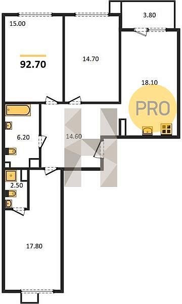 Продается 3-комн. квартира, 92.7 м², ЖК Парк Победы-2, 