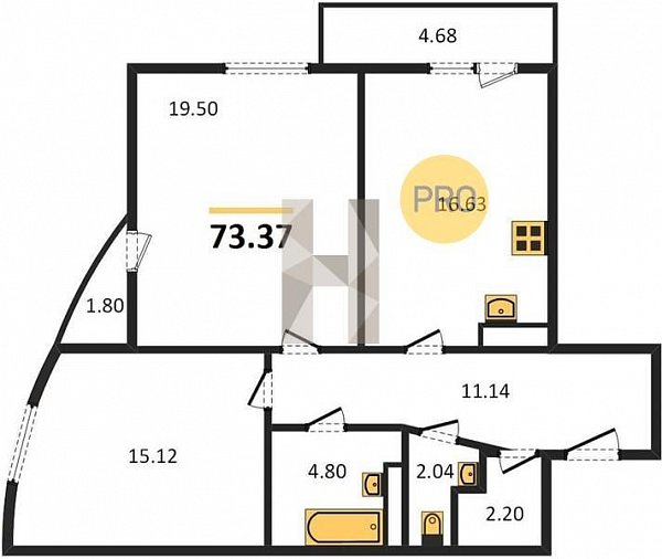 Продается 2-комн. квартира, 73.37 м², ЖК Режиссёр, 
