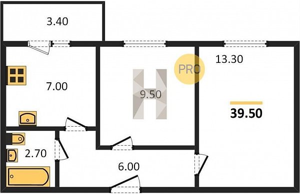 Продается 2-комн. квартира, 39.5 м², ЖК ДарГрад, 