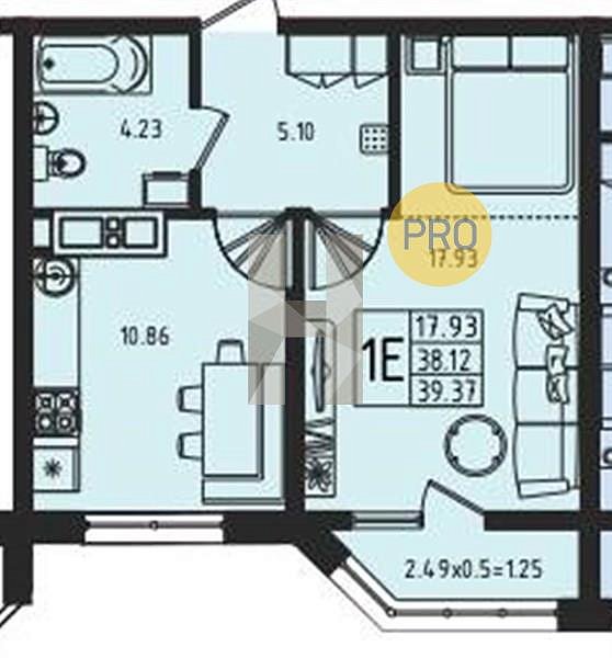 Продается 1-комн. квартира, 39.37 м², ЖК Мега Победа, 