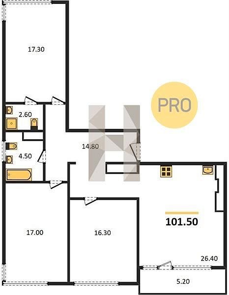 Продается 3-комн. квартира, 101.5 м², ЖК Все Свои, 