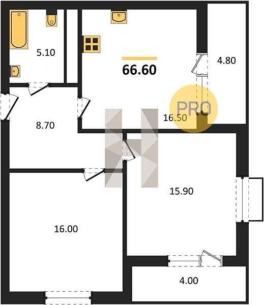 Продается 2-комн. квартира, 66.6 м², ЖК Мегасити, 