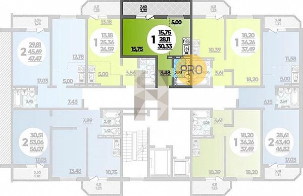 2-комн. квартира, 56.07 м², ЖК Восточно-Кругликовский (№133304)