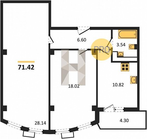 Продается 2-комн. квартира, 71.42 м², ЖК Режиссёр, 
