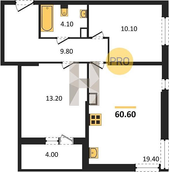 Продается 2-комн. квартира, 60.6 м², ЖК Самолет-6, 