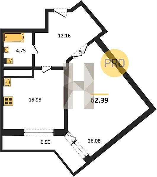 Продается 1-комн. квартира, 62.39 м², ЖК AVrorA, 
