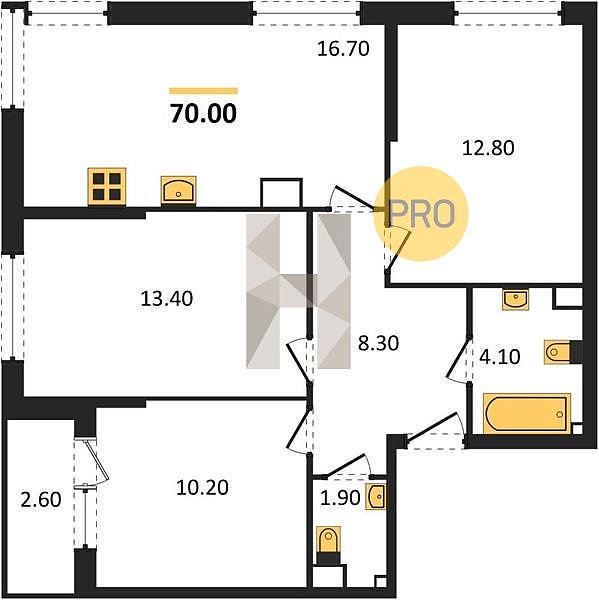 Продается 3-комн. квартира, 70 м², ЖК Догма Парк, 