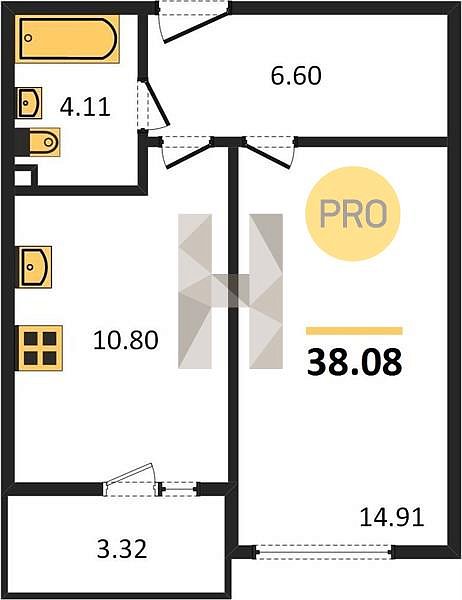 Продается 1-комн. квартира, 38.08 м², ЖК Огурцы, 