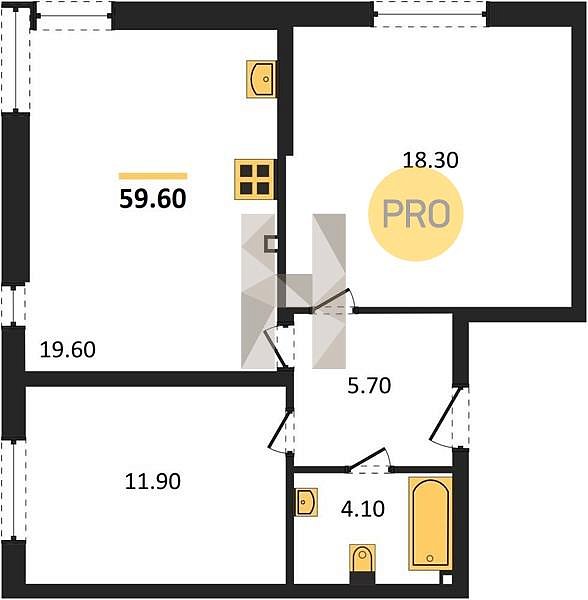 Продается 2-комн. квартира, 59.6 м², ЖК Самолет-6, 