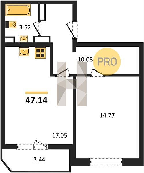 Продается 1-комн. квартира, 47.14 м², ЖК URAL, 