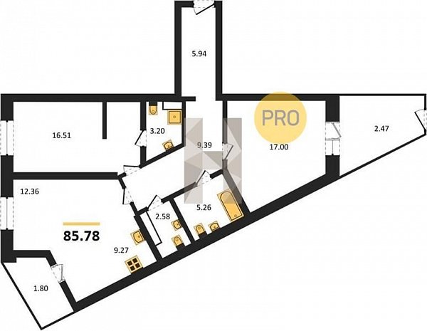 Продается 2-комн. квартира, 85.78 м², ЖК Белые Росы, 