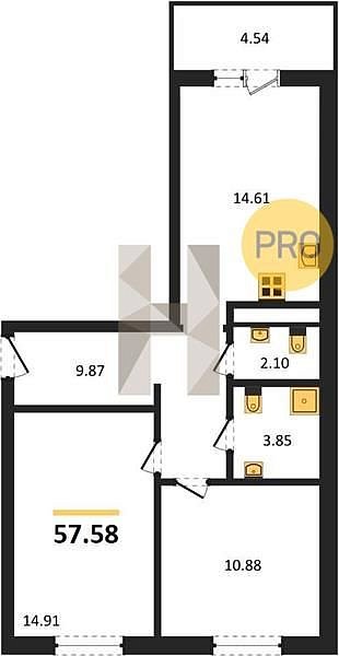 Продается 2-комн. квартира, 57.58 м², ЖК Теплые Края, 