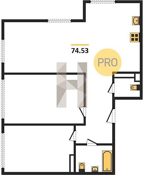 Продается 3-комн. квартира, 74.53 м², ЖК Гарантия на Обрывной, 