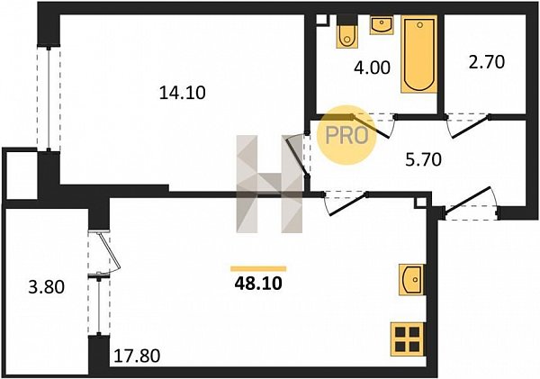 Продается 1-комн. квартира, 48.1 м², ЖК Парк Победы-2, 