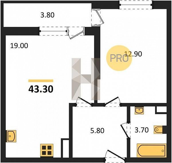 Продается 1-комн. квартира, 43.3 м², ЖК Сармат, 