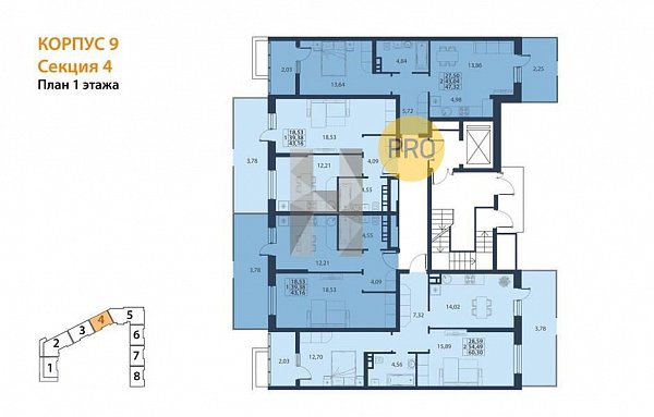 1-комн. квартира, 47.32 м², ЖК Белые Росы (№132747)
