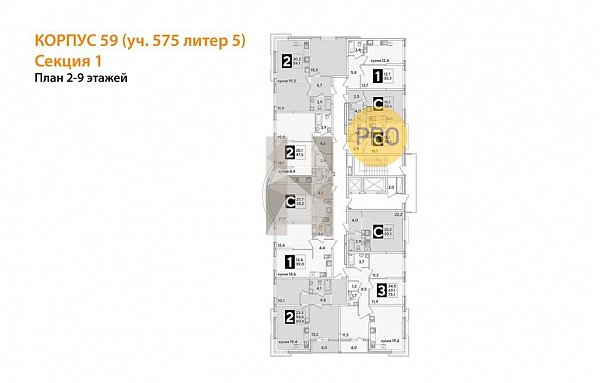 1-комн. квартира, 35.3 м², ЖК Самолет-6 (№132421)
