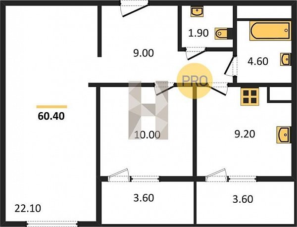 Продается 2-комн. квартира, 60.4 м², ЖК ЮГГЕ, 