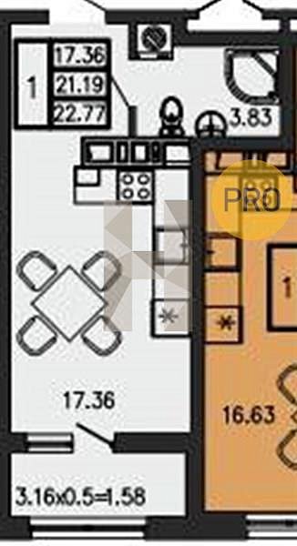 Продается Студия, 22.77 м², ЖК Суворов, 
