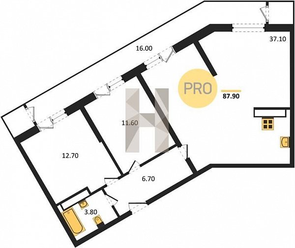 Продается 2-комн. квартира, 87.9 м², ЖК Рекорд-2, 