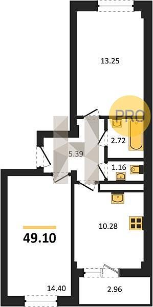Продается 2-комн. квартира, 49.1 м², ЖК Ритм, 