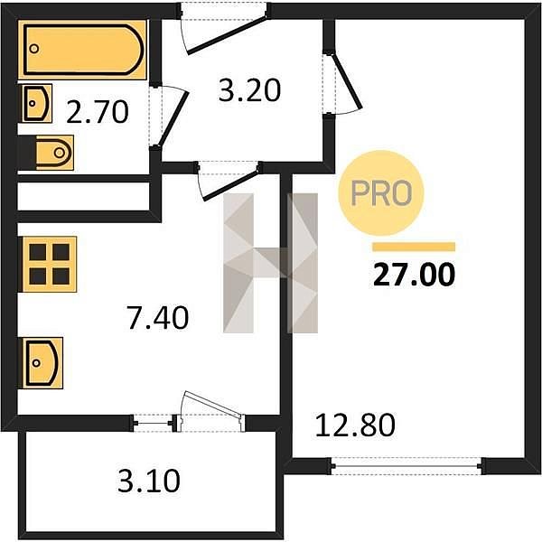 Продается 1-комн. квартира, 27 м², ЖК Грани, 