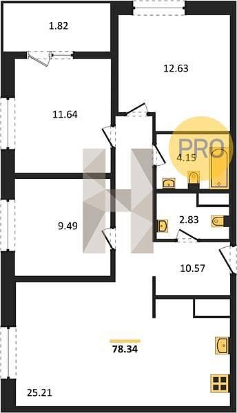 Продается 3-комн. квартира, 78.34 м², ЖК Патрики, 