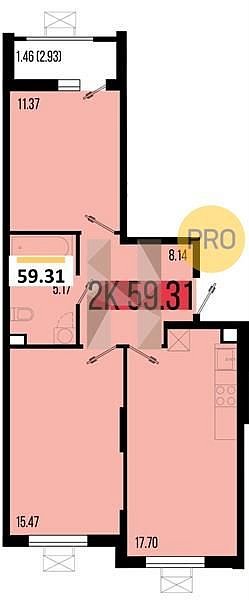 Продается 2-комн. квартира, 59.31 м², ЖК Цветной бульвар, 