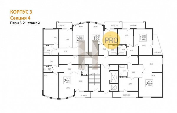 2-комн. квартира, 58.36 м², ЖК Режиссёр (№132479)