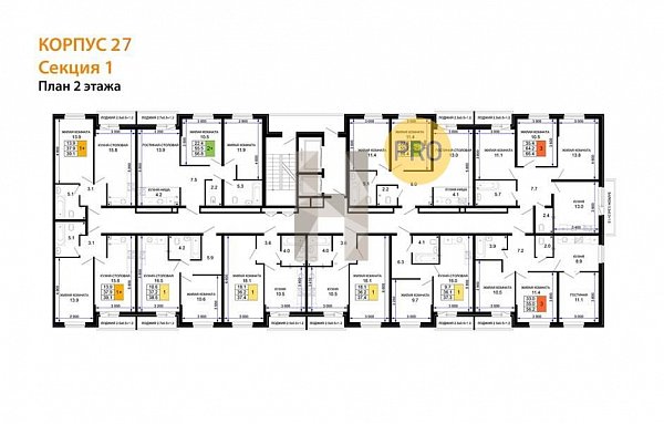 3-комн. квартира, 66.4 м², ЖК Дыхание (№132434)