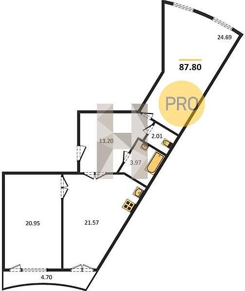 Продается 2-комн. квартира, 87.8 м², ЖК Радонеж, 