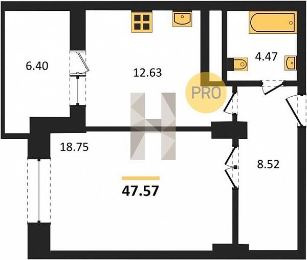 Продается 1-комн. квартира, 47.57 м², ЖК AVrorA, 