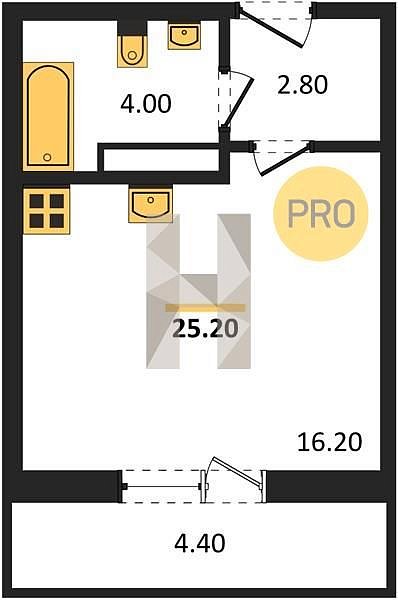 Продается Студия, 25.2 м², ЖК Сармат, 