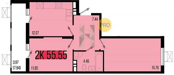 Продается 2-комн. квартира, 55.55 м², ЖК Цветной бульвар, 