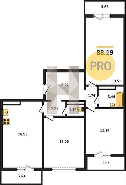 Продается 3-комн. квартира, 88.19 м², ЖК Восточно-Кругликовский, 
