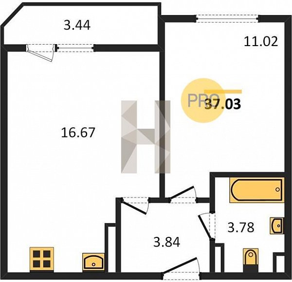 Продается 1-комн. квартира, 37.03 м², ЖК URAL, 