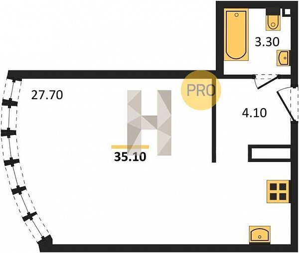 Продается Студия, 35.1 м², ЖК Самолет-6, 
