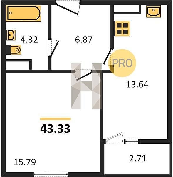 Продается 1-комн. квартира, 43.33 м², ЖК Событие, 