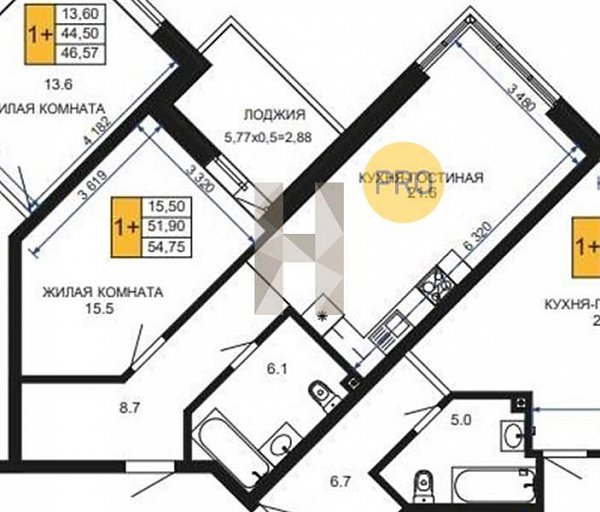 Продается 1-комн. квартира, 54.75 м², ЖК Сегодня, 