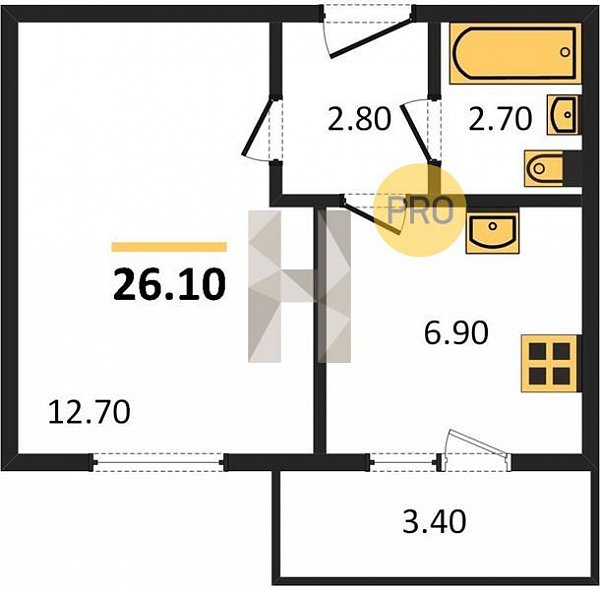 Продается 1-комн. квартира, 26.1 м², ЖК ДарГрад, 
