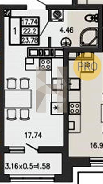 Продается Студия, 23.78 м², ЖК Суворов, 