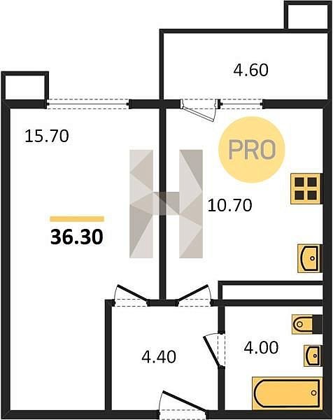 Продается 1-комн. квартира, 36.3 м², ЖК Отражение, 