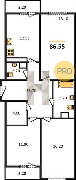 Продается 3-комн. квартира, 86.55 м², ЖК ЮГГЕ, 