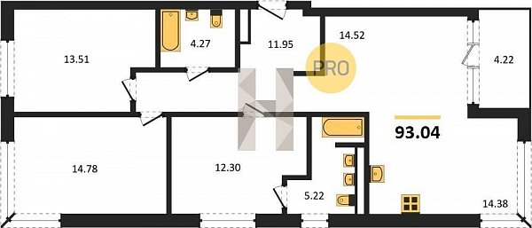 Продается 3-комн. квартира, 93.04 м², ЖК Патрики, 